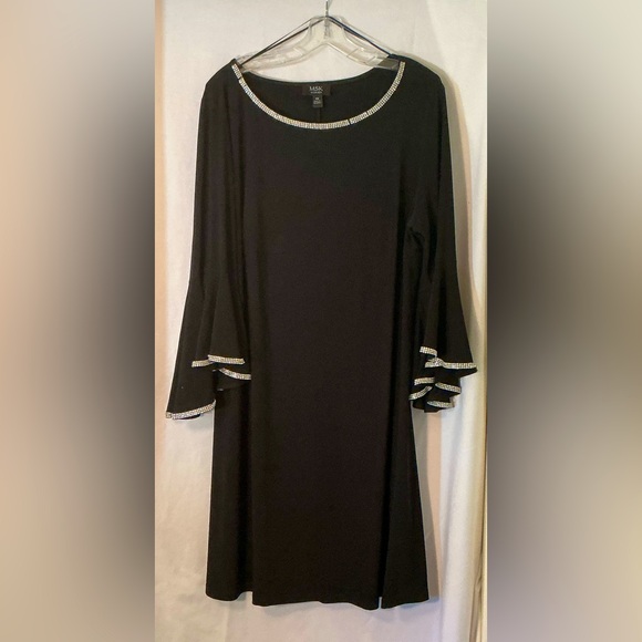 MSK Dresses & Skirts - MSK Black Long-Sleeve A-Line Dress with Rhinestone Trim